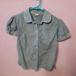 Button up short sleeve denim shirt